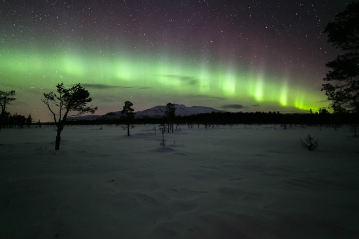 Nordlys over Sølen og Stormyra en nyttårsaften