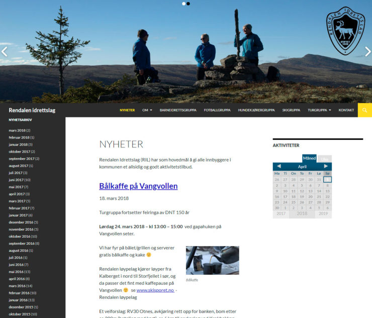 Nettside for Rendalen idrettslag